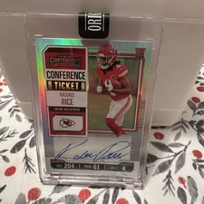 Rashee Rice RC Auto # 30/75 2023 Contenders Rookie Ticket Chiefs On Card . rookie card picture