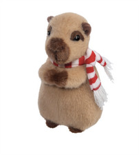 Douglas Holiday Capybara with Striped Scarf Plush Stuffed Animal Toy, 6"