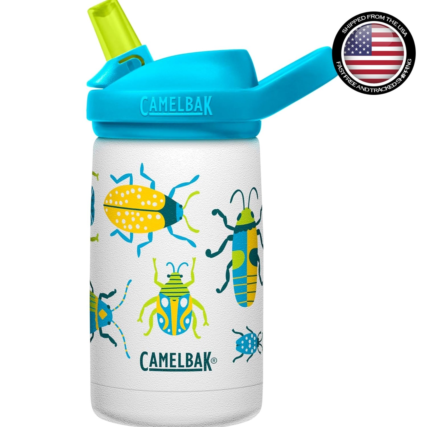 Colorful Eddy+ 12oz Kids Bite Valve Straw Water Bottle - Bug