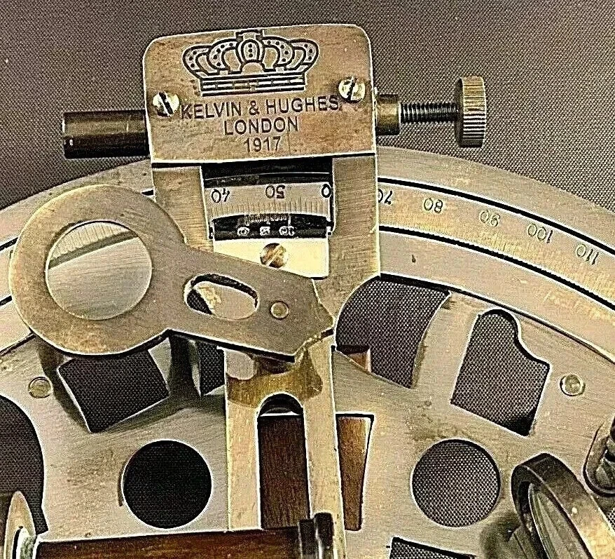 Sextante náutico vintage marítimo latão trabalhando com estojo de couro presente de Natal - Imagem 4 de 4