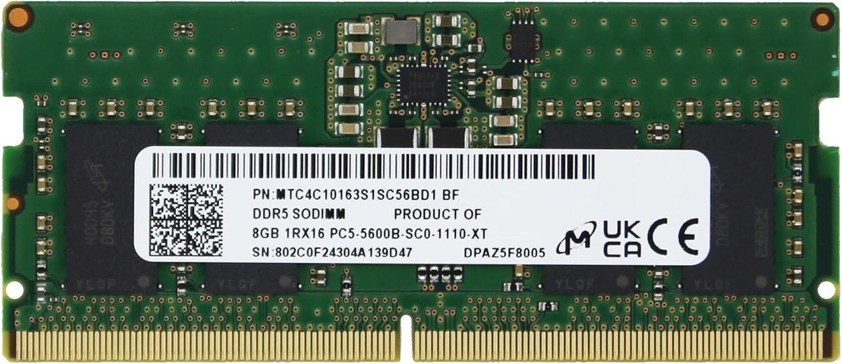 Micron 8GB DDR5 5600 PC5-44800 SODIMM Laptop Memory RAM