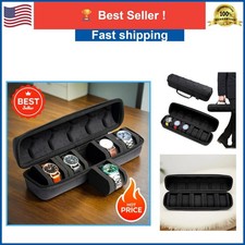 5-Slot Watch Case Hard Shell Travel Organizer with Pillow Insert Black
