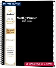 2027-2028 Monthly Planner/Calendar - January 2027 - December 9" x 11", Black