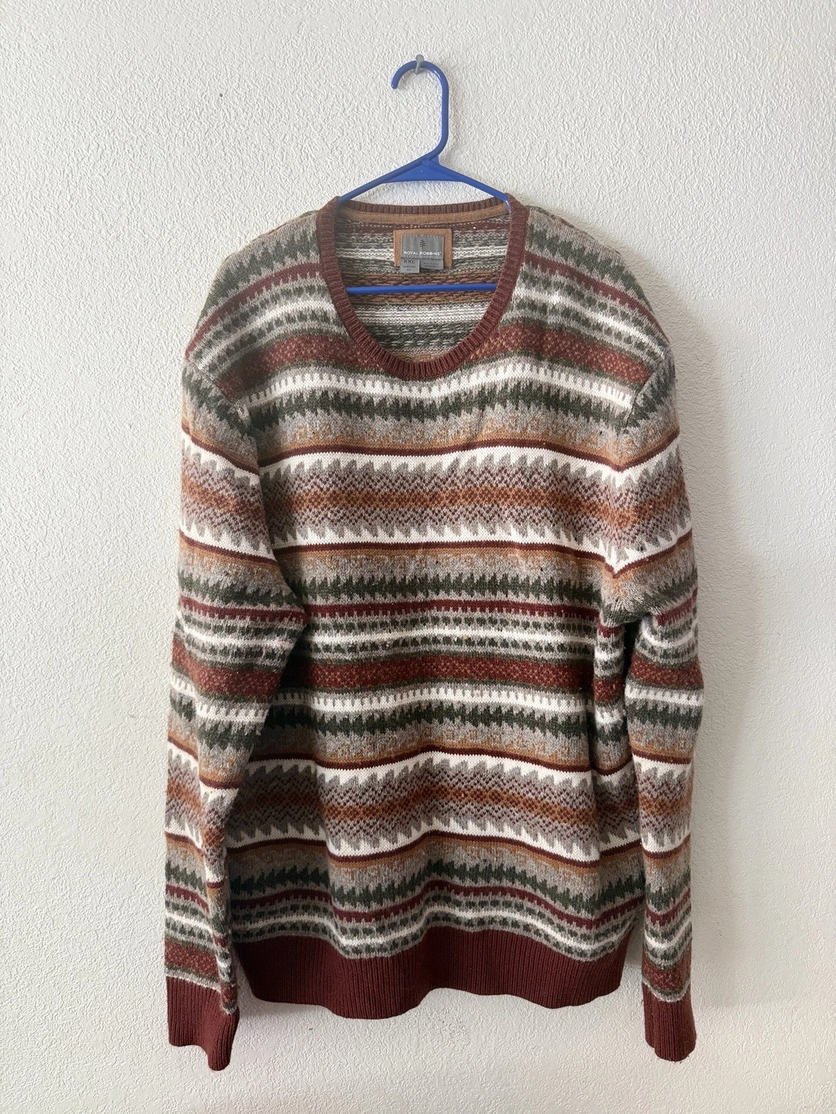 Royal Robbin’s Men’s Sequoia sweater XXL river rock merino wool blend fair isle
Opens in a new windo