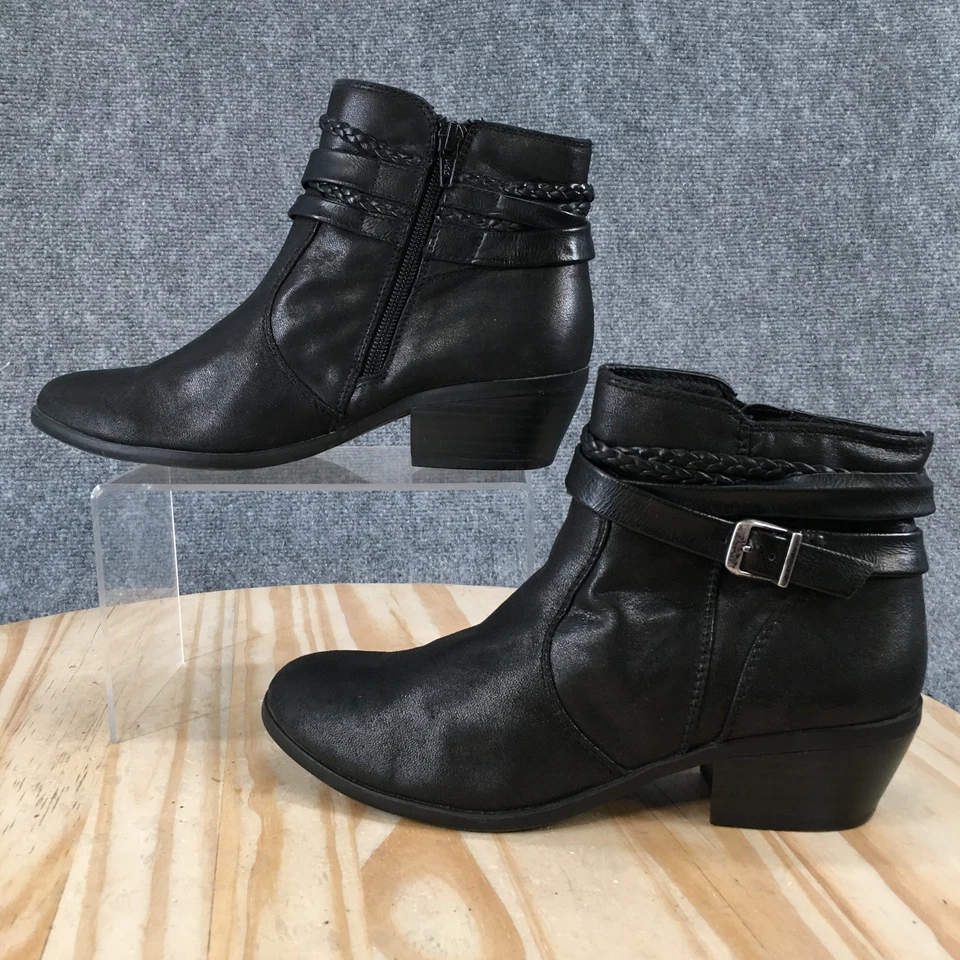 Yuu Botas Mujer 7 M Pamin Informales Cremallera Lateral Botín al Tobillo Negro Imitación Cuero Foto 2 de 4