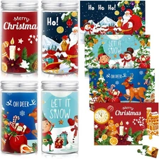 24 Piece Puzzle Leyndo 4 Sets Christmas Wooden Jigsaw Puzzle with Santa Snowman