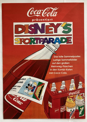 Coca Cola ''Disneys Sportparade'', Leerposter plus alle 24 Etiketten, 90er Jahre?