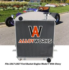 4 Row All Aluminum Radiator Fits 1917-1927 Ford Bucket Engine Model T With Chevy 4 Row All Aluminum Radiator Fits 1917-1927 Ford Bucket Engine Model T With Chevy