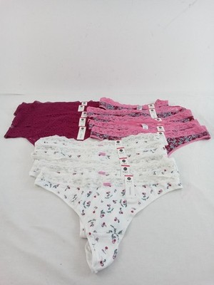 M&S 15pcs Bundle Underwear Size L 16-18 Pink White Cherry Floral Mesh Thong New