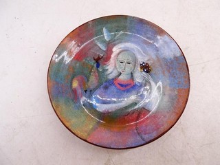 Vtg Mid Century Polia Pillin Hand Painted Tray Saucer Plate Portrait Art Pottery