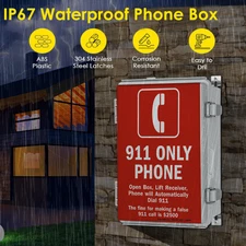 Weatherproof Emergency Phone Box - Includes 911 Wall phone + Waterproof Box