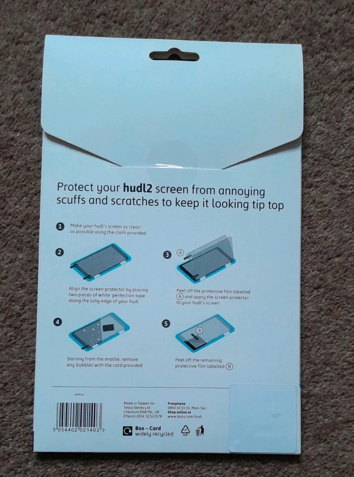 Official Tesco Clear Screen Protector Guards x 1 for HUDL 7" & Cleaning Cloth - Image 2 of 4