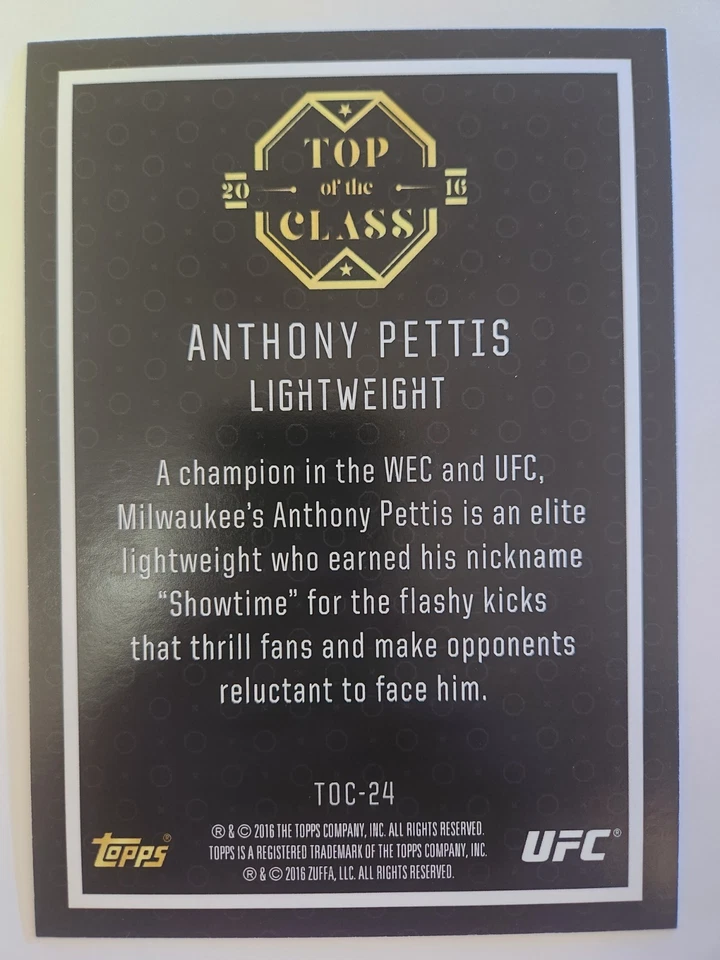 2016 Topps UFC 5x7 JUMBO TOP OF THE CLASS #TOC-24 ANTHONY PETTIS /10 - Image 2 of 2
