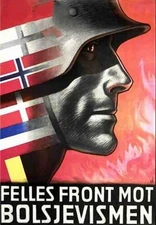 WWII Norway Norge Elite German Steel Helmet Soldier Propaganda War Poster Print