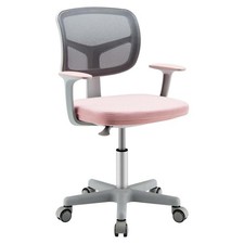 Pemberly Row Kids Height Children Study Chair w/Auto Brake Casters Pink