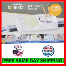 Desk Table Organizer Cable Management Power Hub Sticky Note Holder Tape Bin Kit