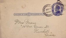 Massachusetts Bradford Sta. Haverhill 1911 numeral duplex  Postal Card.