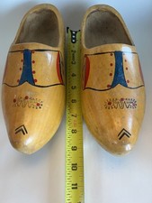 Vintage Wooden Clogs Holland Dutch Klompen Painted Shoes WETT GED 21/32
