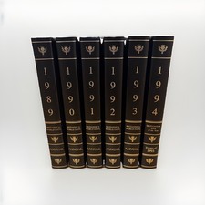 1989-1994 Encyclopedia Britannica Book Of The Year Bundle Black Leather Gold Top