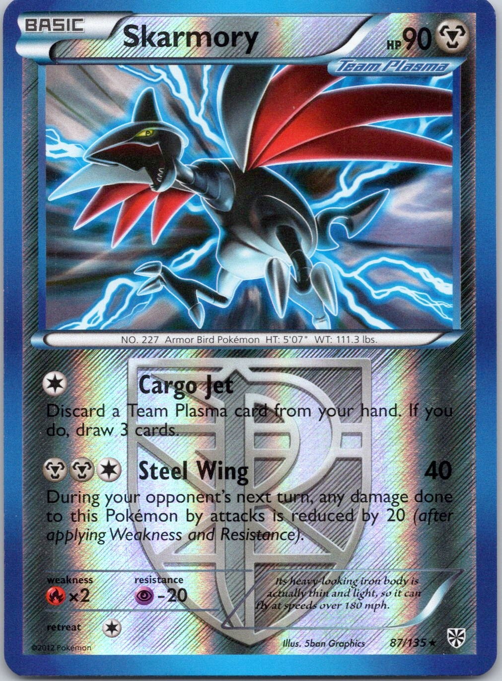 Skarmory (Team Plasma) Rare Plasma Storm 87/135 NM