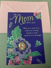 Birthday For Mom Happy With Love 5.5  x8  Hallmark Greeting Card