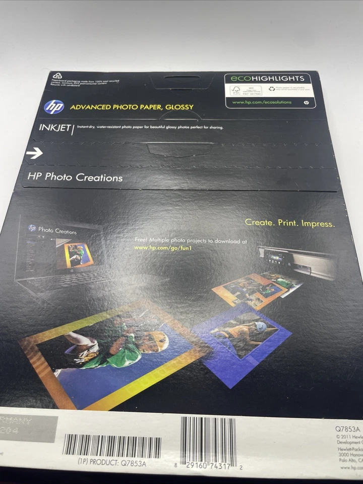 HP Photo Paper Letter 8 1/2" x 11" Glossy 50 Pack White SEALED - Image 2 of 2