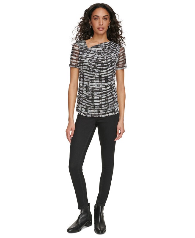 Calvin Klein Women's Asymmetrical Printed Ruched Top image 4