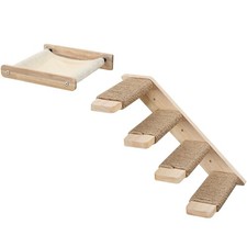 Cat Wall Shelf Set of 2, Wall Mounted 4-Level Cat Steps with Jute Scratching ...