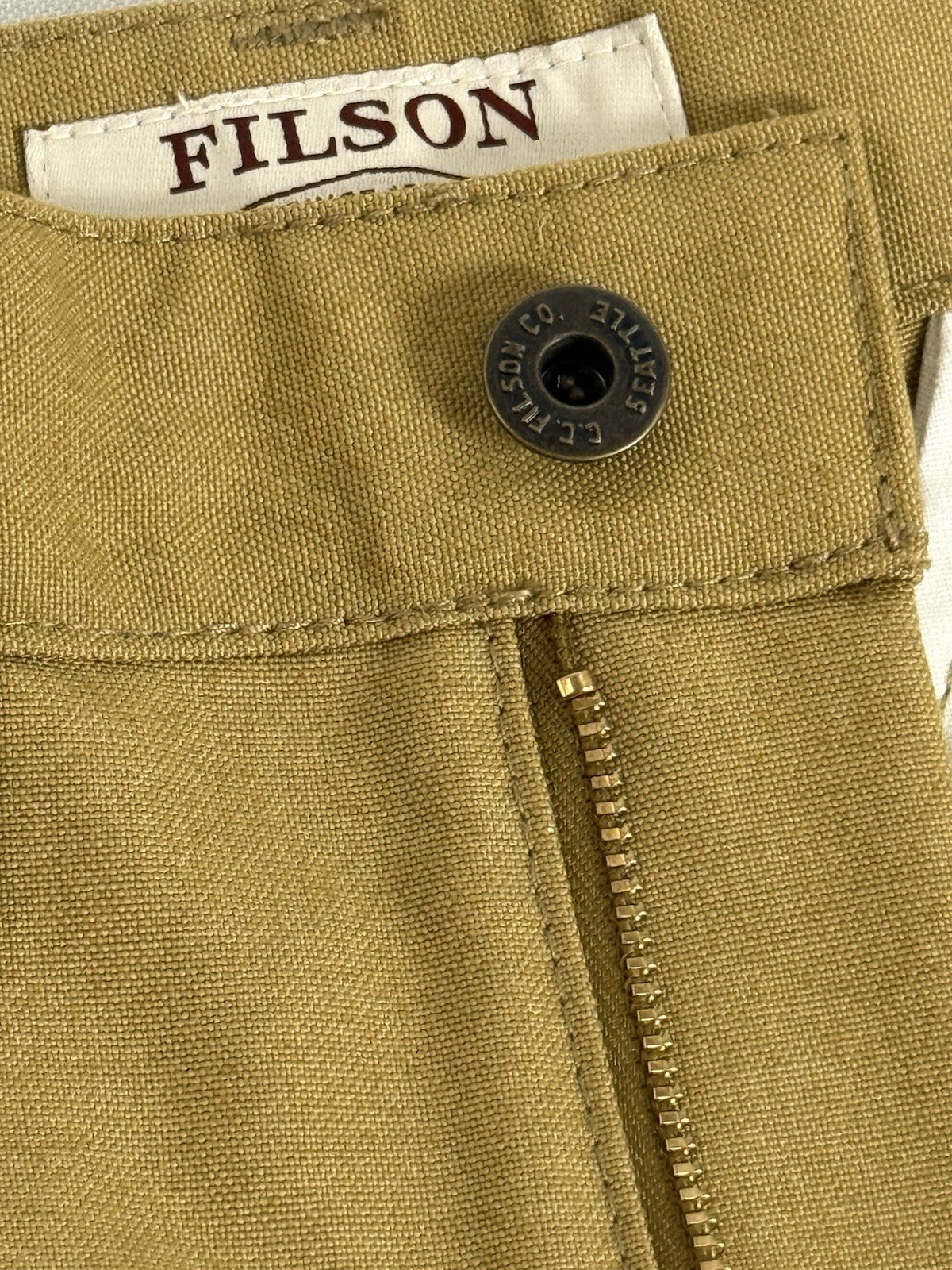 FILSON DRY TIN PANTS DAR TAN 36 UNHEMMED NWT US MADE RARE DEAD STOCK image 8