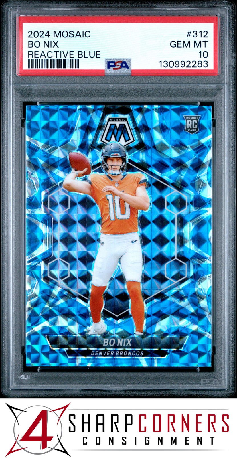 Bo Nix Panini Mosaic #312 Reactive Blue