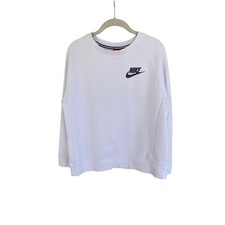 Nike Crewneck Sweatshirt Size M White Swoosh Logo Pullover Cozy Fleece