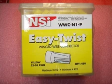 JAR of 450 PIECES WWC-N1-P NSI 22-10 AWG "EASY-TWIST" WINGED WIRE NUT CONNECTORS
