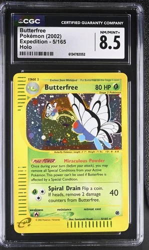 CGC 8.5 NM/MINT+ Butterfree 5/165 Expedition Holo Pokemon Card