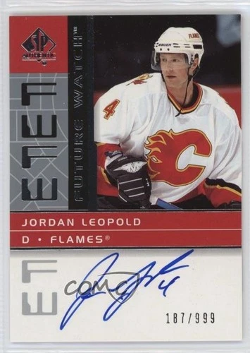 2002-03 SP Authentic Future Watch /999 Jordan Leopold #196 Rookie Auto RC