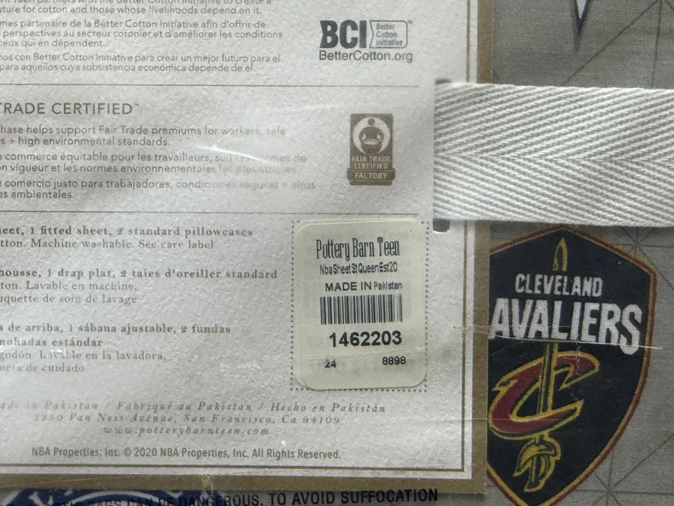 Juego de sábanas Pottery Barn Teen NBA Eastern Conference Queen logotipo de baloncesto nuevo en paquete Foto 4 de 4