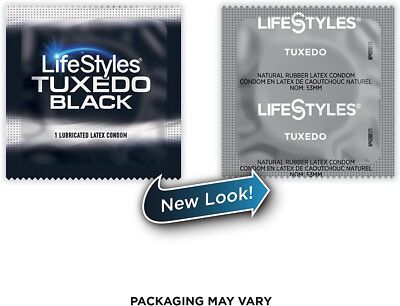 Lifestyles Tuxedo Black Colored Lubricated Bulk Condoms - Choose Quantity