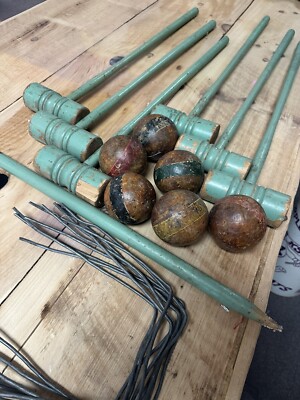 The Oldest Croquet Set  Ever Must See  Wooden Green Look