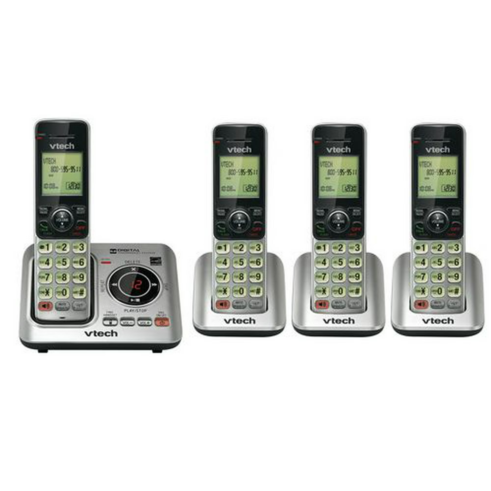 NEW VTech CS6629-4 4-Handset DECT 6.0 Cordless Phone w Answering System & Call