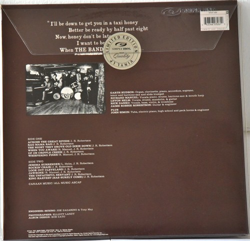 AUDIOPHILE SIMPLY VINYL SVLP 326 UK THE BAND "Same Title" 180g FACTORY SEALED - Imagen 2 de 2