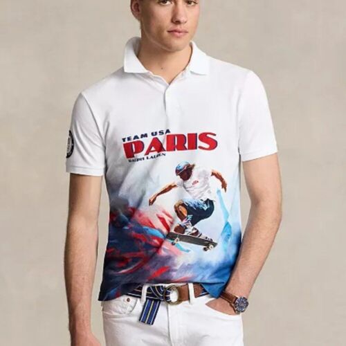 Polo Ralph Lauren USA Olympics Skater Graphic Short Sleeve Polo Shirt Large NWT