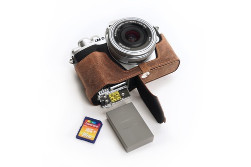 Real Leather Half Camera Case Bag Cover for Olympus OM-D E-M10 EM10 Mark III M3 - Picture 6 of 35