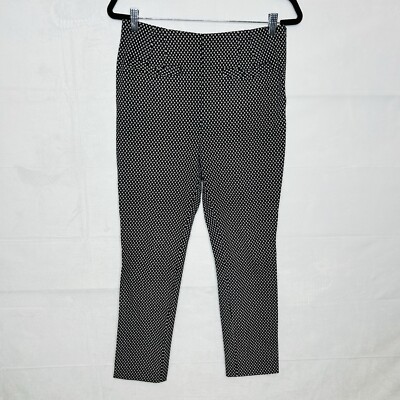 Anthropologie The Essential Slim Pants Size 6 (30x26.5) Black White Polka Dot