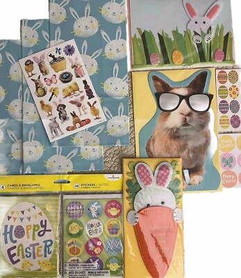 Sealed PAPYRUS & Reg. Ornate 3D EASTER Greeting Cards , Treat Sacks, Stickers