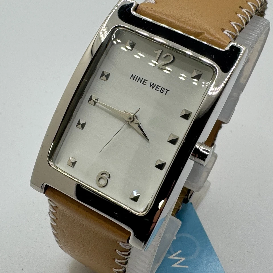 Reloj de Cuarzo Nine West Unisex Plateado Rectángulo Japón Movt Analógico Batería Nueva Foto 2 de 4