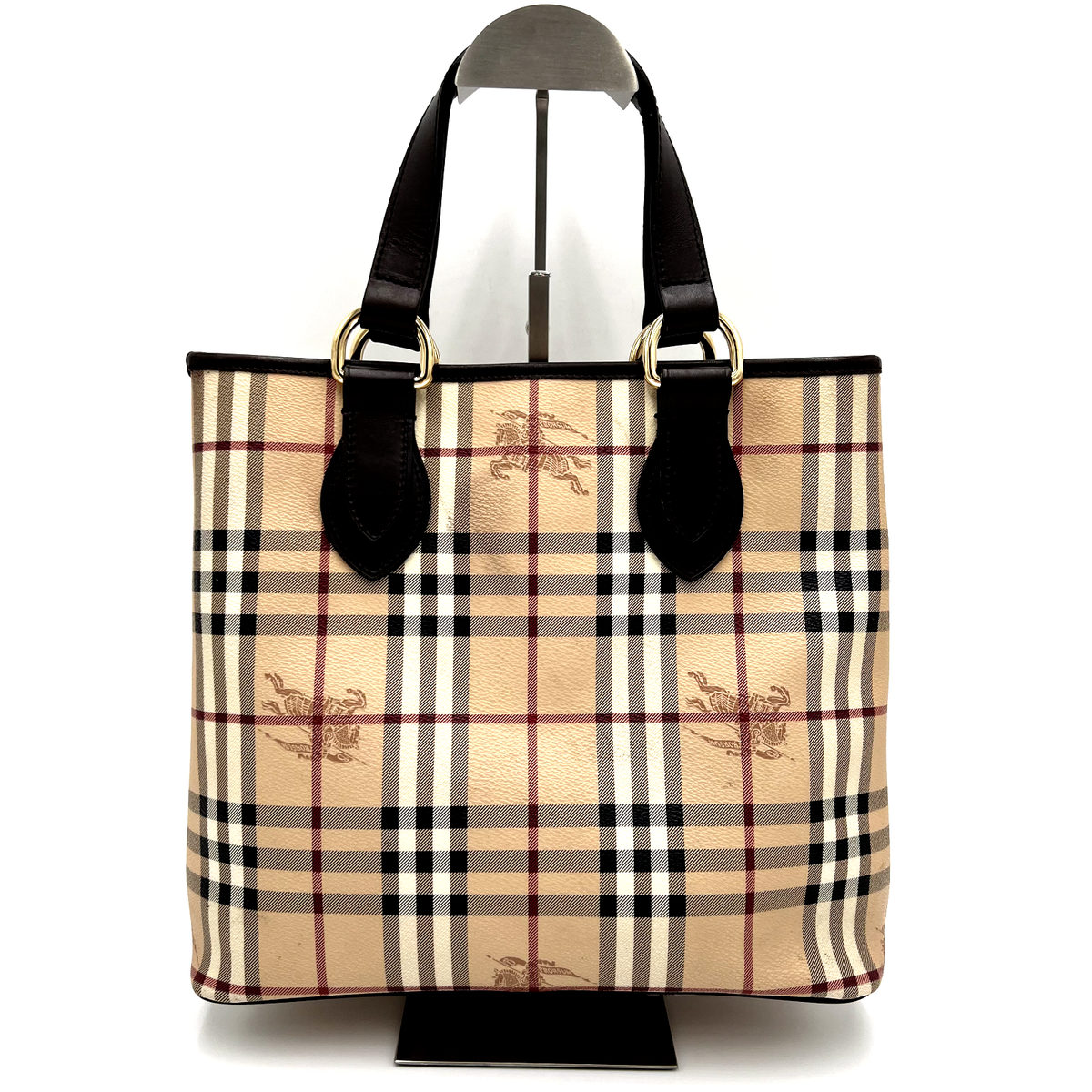 BURBERRY Tote Bag Hand Bag Haymarket Nova Check Beige PVC Leather