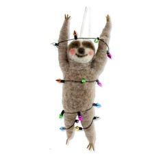 Party Sloth Ornament Wool Christmas Tree Decoration Fun Animal Happy Holiday Gif