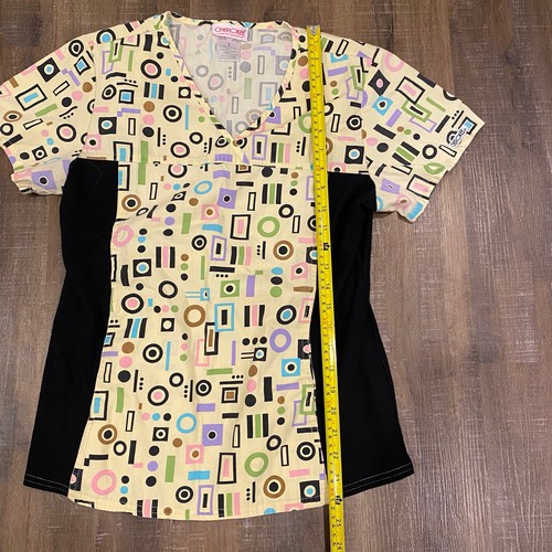 Cherokee Flexibles Scrub Top 2875 Mod print top SMALL geometric stretch panel - Picture 9 of 9