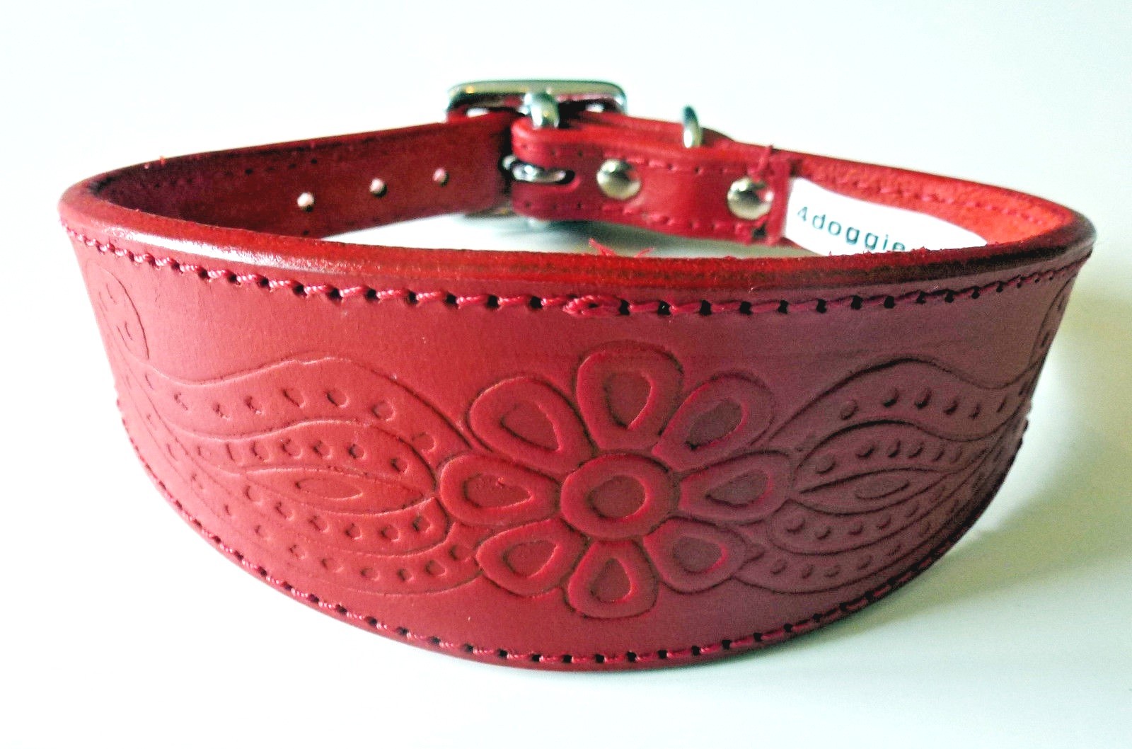 Whippet Greyhound Leather Collar Handmade Dog Collar Padded Backing