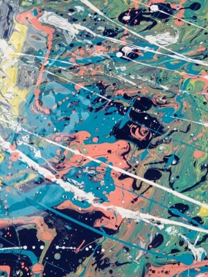 abstract painting ''frog Hollow'' 16x20 hand poured 