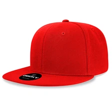 Decky Snapback Cap - Red Acrylic Flat Bill Hat 6020-1RED New With Tags